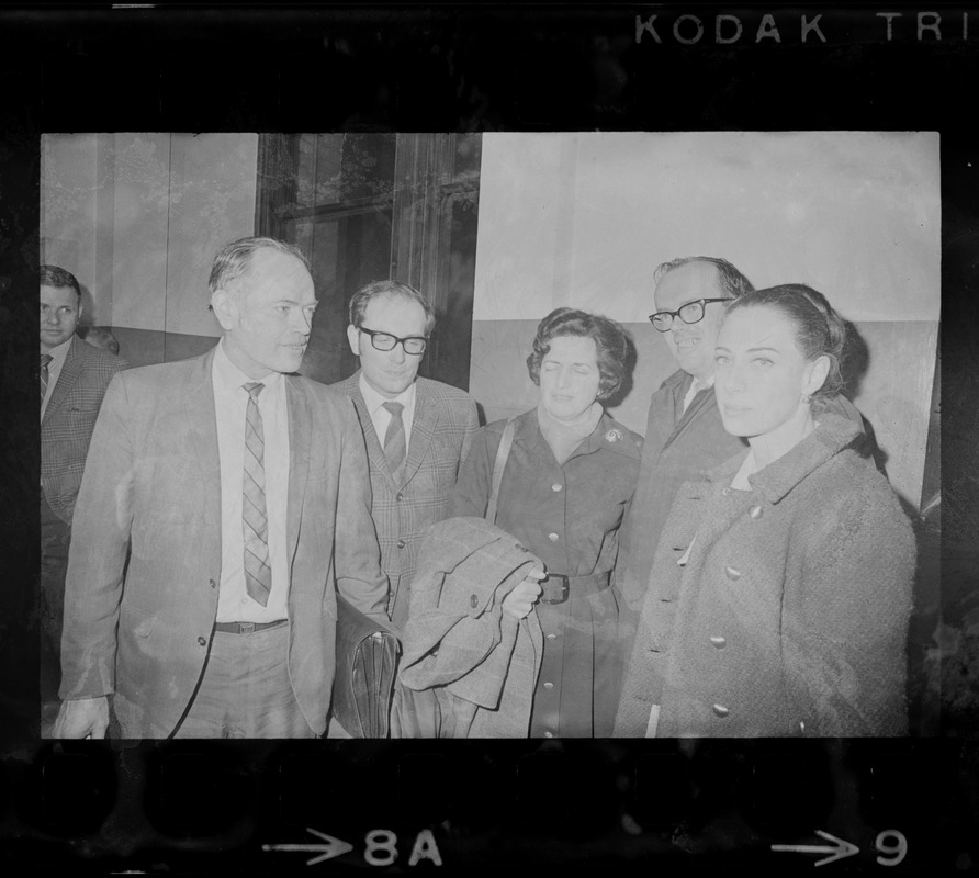 Unidentified people, possibly Massachusetts Teachers Association officials, at Suffolk County Courthouse