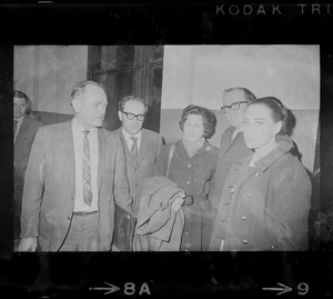 Unidentified people, possibly Massachusetts Teachers Association officials, at Suffolk County Courthouse