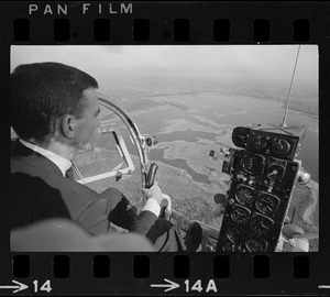 Wachusett Reservoir with helicopter pilot