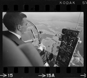 Wachusett Reservoir with helicopter pilot