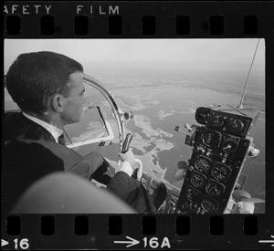 Wachusett Reservoir with helicopter pilot