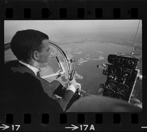 Wachusett Reservoir with helicopter pilot