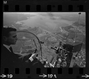 Wachusett Reservoir with helicopter pilot