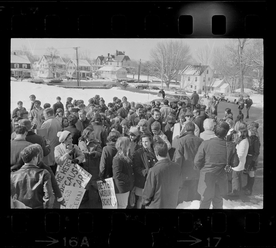 Arthur Hurley among students and striking teachers at Woburn High ...