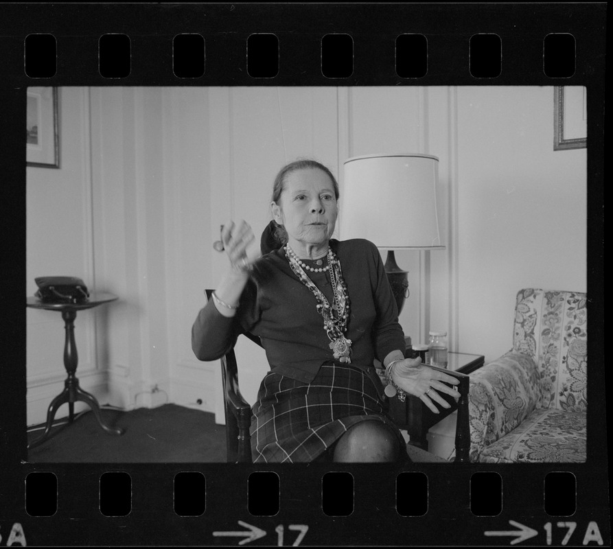 Ruth Gordon being interviewed at the Ritz-Carlton Boston