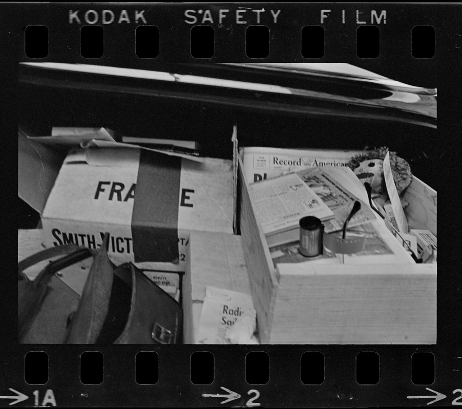 Photographic supplies in car trunk
