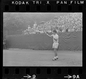 Pancho Gonzales playing in U. S. Professional Tennis Championship at Longwood Cricket Club