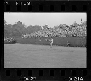 Pancho Gonzales playing in U. S. Professional Tennis Championship at Longwood Cricket Club