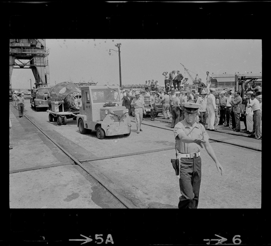 Gemini 9 arrives at South Boston Naval Annex on the U. S. S. Wasp