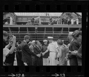 Massachusetts Governor John Volpe at South Boston Naval Annex for arrival of Gemini 9 aboard the U.S.S. Wasp carrier