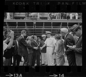 Massachusetts Governor John Volpe at South Boston Naval Annex for arrival of Gemini 9 aboard the U.S.S. Wasp carrier