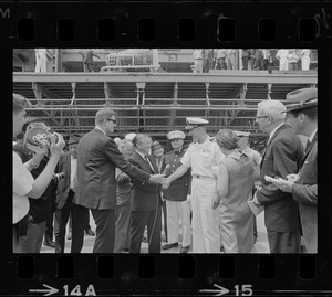 Massachusetts Governor John Volpe at South Boston Naval Annex for arrival of Gemini 9 aboard the U.S.S. Wasp carrier