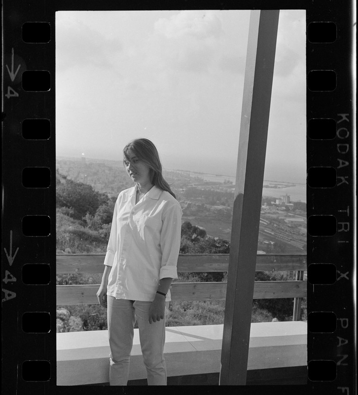 Woman posing on patio, Israel