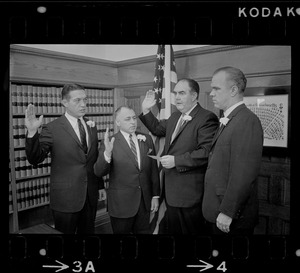 Anthony T. Petrocca, John E. Lawrence, John F. X. Davoren, and George Burke at swearing-in