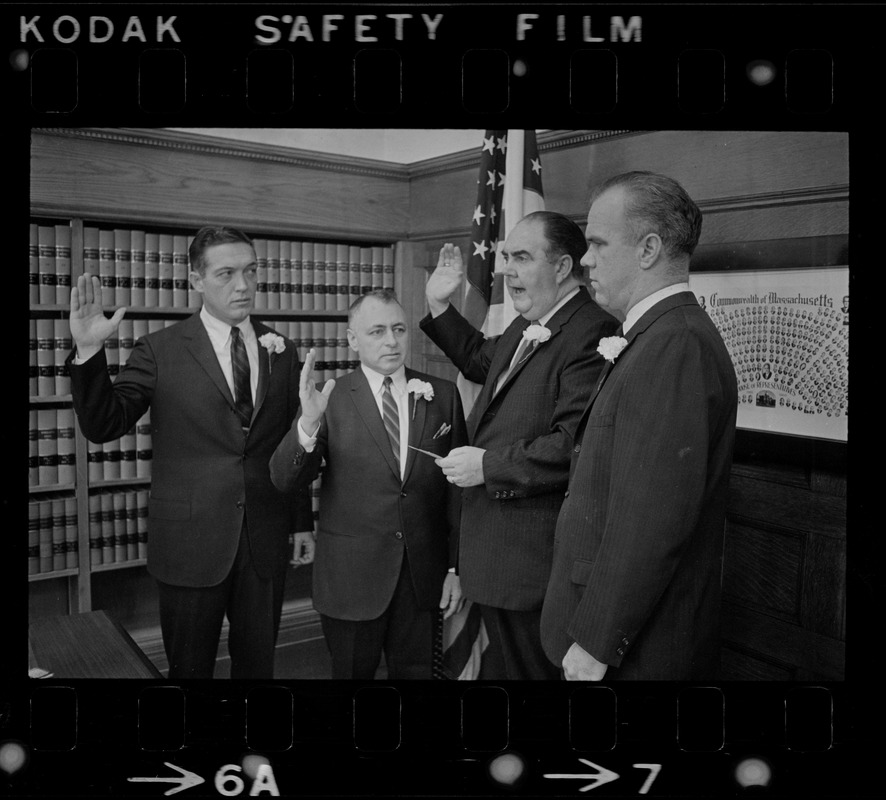 Anthony T. Petrocca, John E. Lawrence, John F. X. Davoren, and George Burke at swearing-in