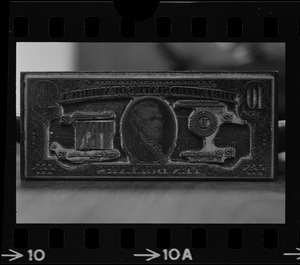 Printing plate for counterfeit ten dollar bill