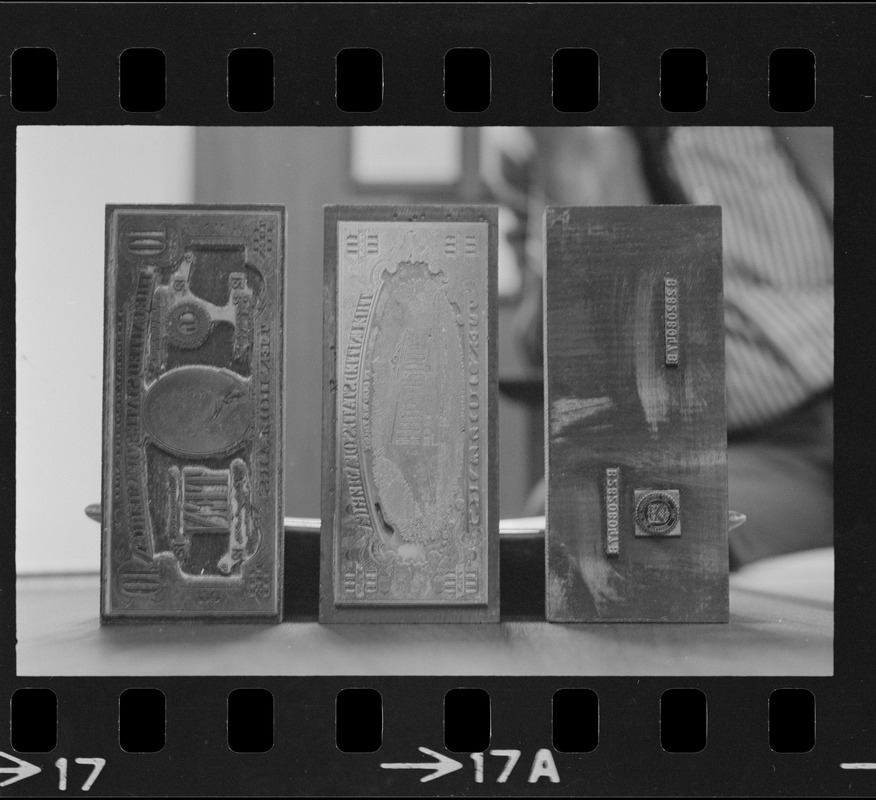 Printing plates for counterfeit ten dollar bill