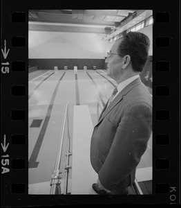 New pool at the West End House Boys' Club is inspected by executive director Joseph Palladino