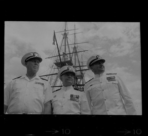 Rear Admiral Joseph C. Wylie, Commander Jack L. Reifschneider, and Commander Hugh Moore