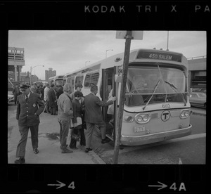 Passengers boarding wrong-way bus