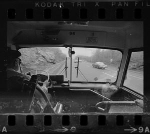 Interior of wrong-way bus on Southeast Expressway