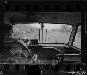 Interior of wrong-way bus on Southeast Expressway