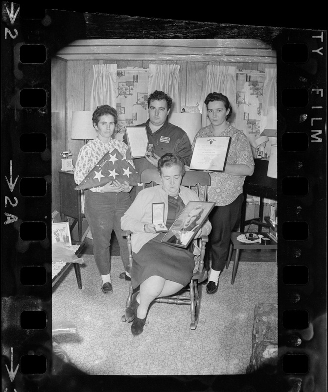 Mrs. Chester Ouelett, Wellesley, with daughters, Barbara, Lorraine, and