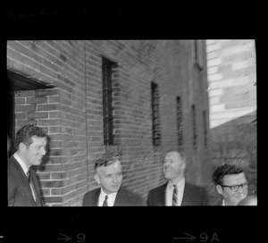 Boston city councilors Gerald F. O'Leary and Patrick McDonough, Sheriff John W. Sears, and unidentified man during tour of Charles Street Jail