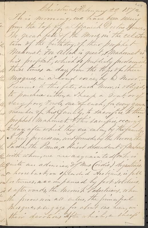 Letter from Thomas F. Cordis to John D. Long, February 22, 1872