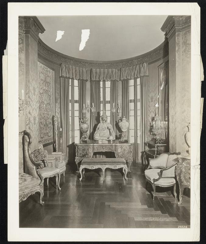 Bay in Living Room - In The Home of the Late Mrs. Rockefeller McCormick, With important T’ang Quan Yin in lacquered and gilded wood.