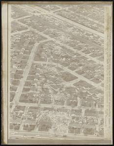 Hometown, Ill: Air view made 4/22 shows path of destruction taken by tornado that swept through here late 4/21. The death toll continues to mount.