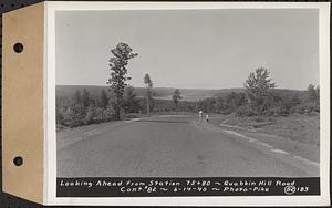 Contract No. 82, Constructing Quabbin Hill Road, Ware, looking ahead from Sta. 75+80, Ware, Mass., Jun. 14, 1940