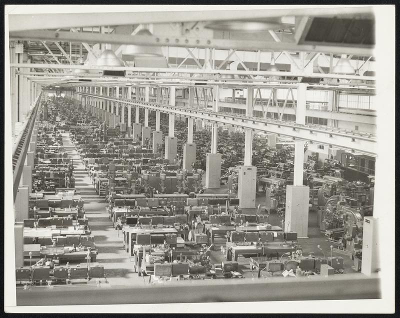 Idle Plant Not a person is visible in the idle tool and ie plant of the Ford Motor company, near Detroit, April 9, closed down by the week-old strike.