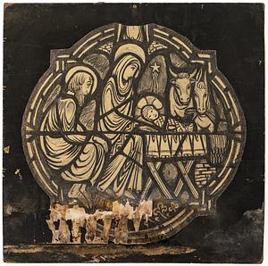 Cartoon for a medallion from an aisle window in Nazareth Hall Chapel, Saint Paul Minnesota. "The Nativity"