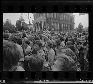 Crowd waiting for President Ford in Exeter, New Hampshire