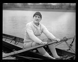 An unidentified man in a racing shell