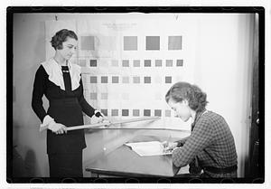 A woman taking a color recognition test