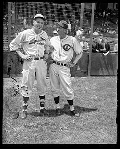 L to R: St. Louis Cardinal Dizzy Dean and Chicago Cub Lon Warneke, 1936 All-Star Game, Braves Field