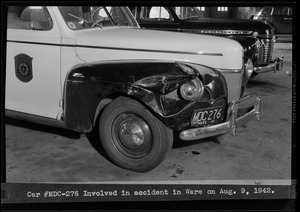 Car #MDC-276 involved in accident in Ware, Quabbin Administration Complex, Belchertown, Mass., Aug. 9, 1942