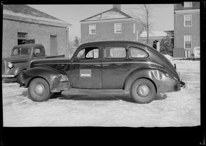 View of Car S-1772 after accident, Quabbin Administration Complex, Belchertown, Mass., Feb. 15, 1946