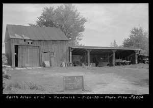 Edith Allen et al., garage and shed, Hardwick, Mass., May 26, 1938