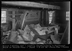 Frank J. Whitney estate, looking southwesterly in southwest room, second floor, Dana, Mass., Aug. 22, 1938