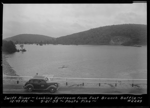 Swift River, flood photo, looking upstream from East Branch Baffle, Hardwick, Mass., 12:45 PM, Sept. 21, 1938