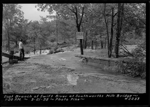 Swift River, flood photo, East Branch at Southworth Mill bridge, Hardwick, Mass., 1:20 PM, Sept. 21, 1938