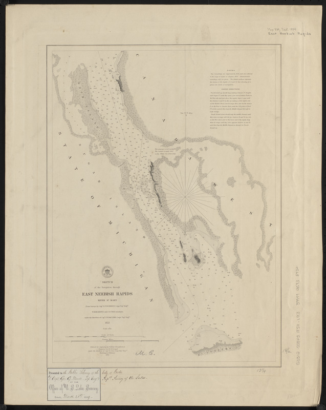 Sketch of the navigation through East Neebish Rapids River St. Marys