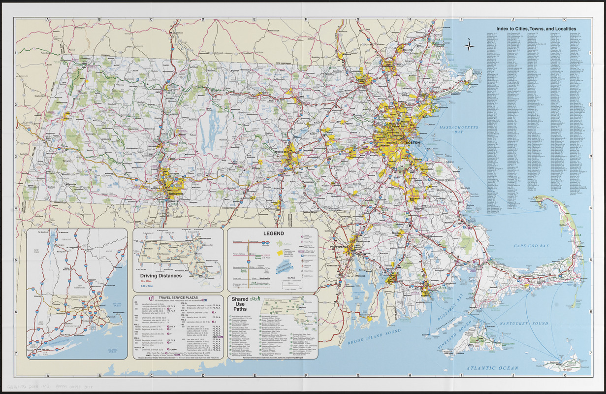 Massachusetts official transportation map