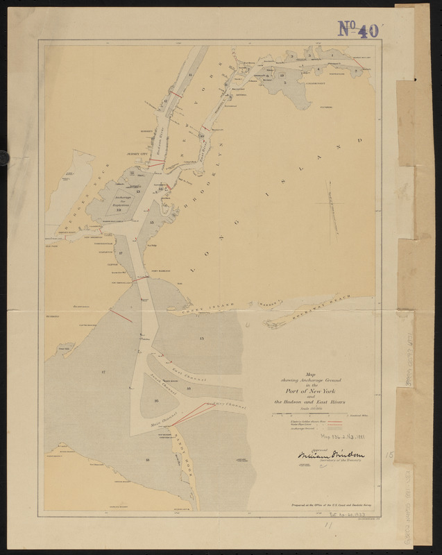 Map showing anchorage ground in the Port of New York and the Hudson and East Rivers