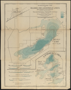 Hydrographic map of Delavan and Lauderdale Lakes Walworth Co. Wisconsin