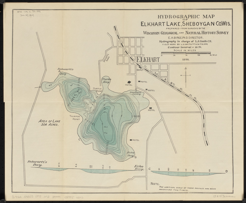 Hydrographic map of Elkhart Lake, Sheboygan Co. Wis.