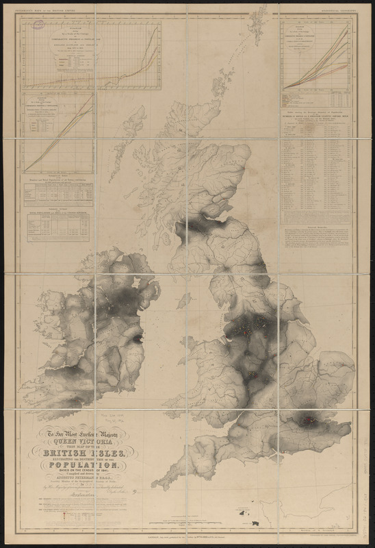 To her most excellent majesty Queen Victoria this map of the British Isles, elucidating the distribution of the population, based on the census of 1841